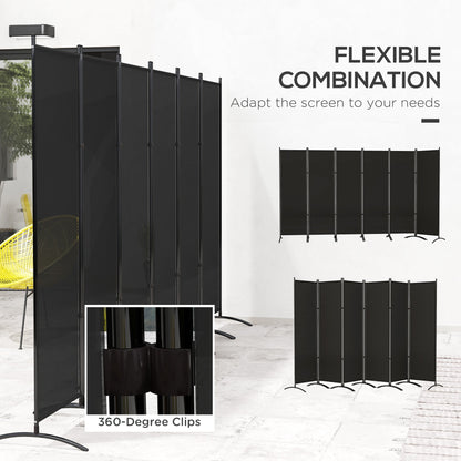 6 Panel Folding Room Divider, UV30+ Privacy Screen, Indoor Outdoor Privacy Panel with Stable Base, Beige