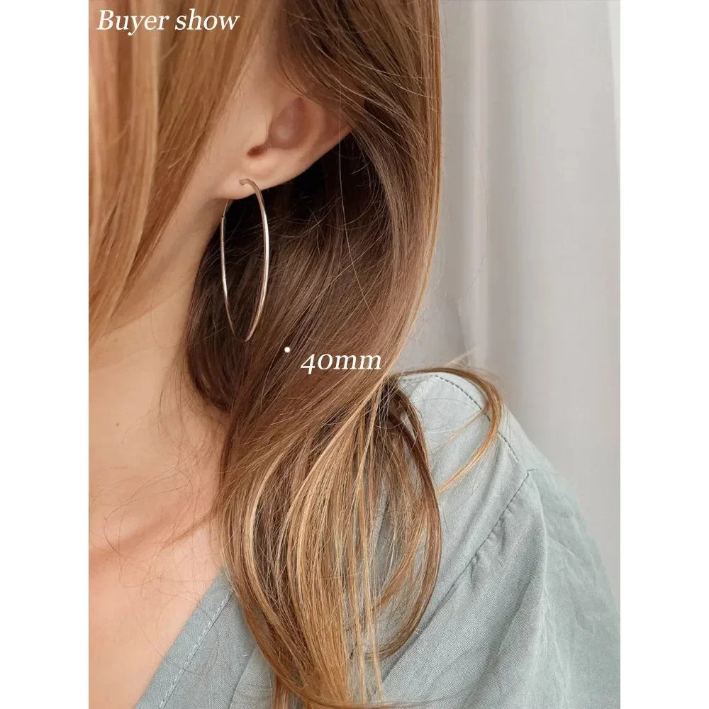 Stylish 925 Sterling Silver Large Hoop Earrings for Women - Trendy Circle Endless Huggie Big Hoops (30/40mm)