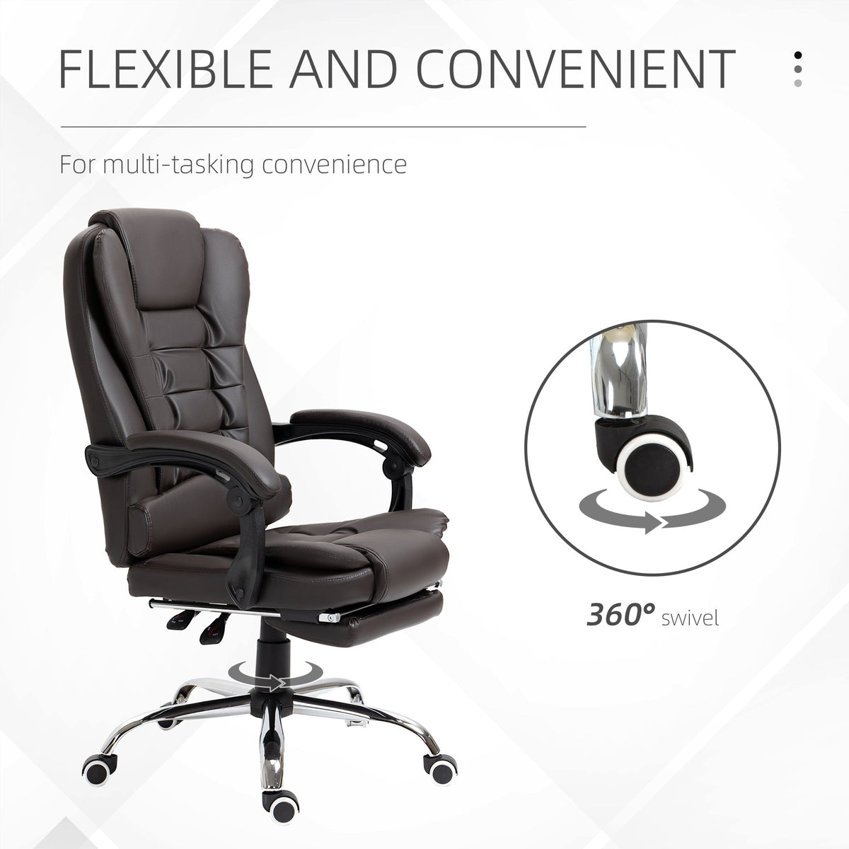 Ergonomic Office Chair with Back Support, PU leather Executive Office Chair with High Back, Retractable Footrest, Black