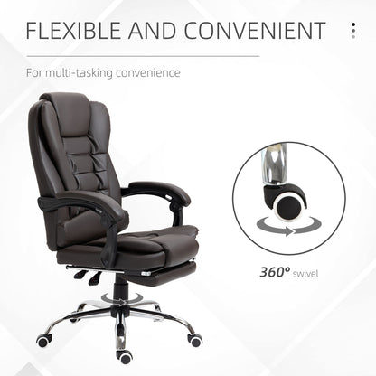 Ergonomic Office Chair with Back Support, PU leather Executive Office Chair with High Back, Retractable Footrest, Black
