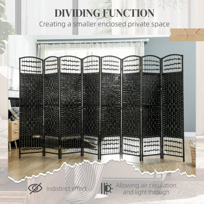 4 Panel Folding Room Divider, Portable Privacy Screen, Wave Fiber Room Partition for Home Office, Black