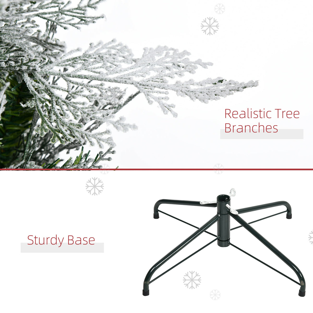 6 Feet Pencil Snow Flocked Artificial Christmas Tree with 517 Realistic Cypress Branches, Auto Open, Green