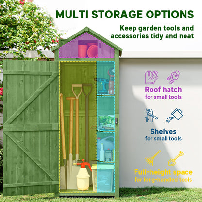 30" x 21" x 71" Garden Storage Shed, Sheds & Outdoor Storage Outdoor Workshop Yard Tool Utility Storage House Water-resistant All-weather Cover Spire Roof with 3 Tiers Shelves Grey