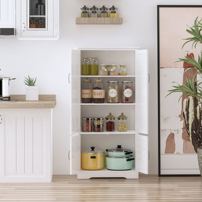 48" 4-Door Storage Cabinet Multi-Storey Large Space Pantry with Adjustable Shelves Black