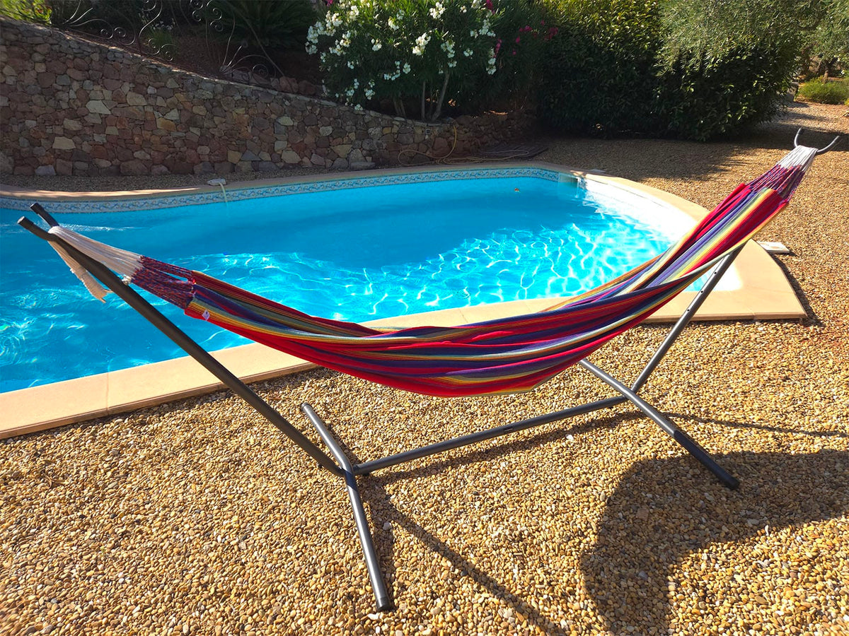 Premium Brazilian Style Double Hammock with Universal Stand
