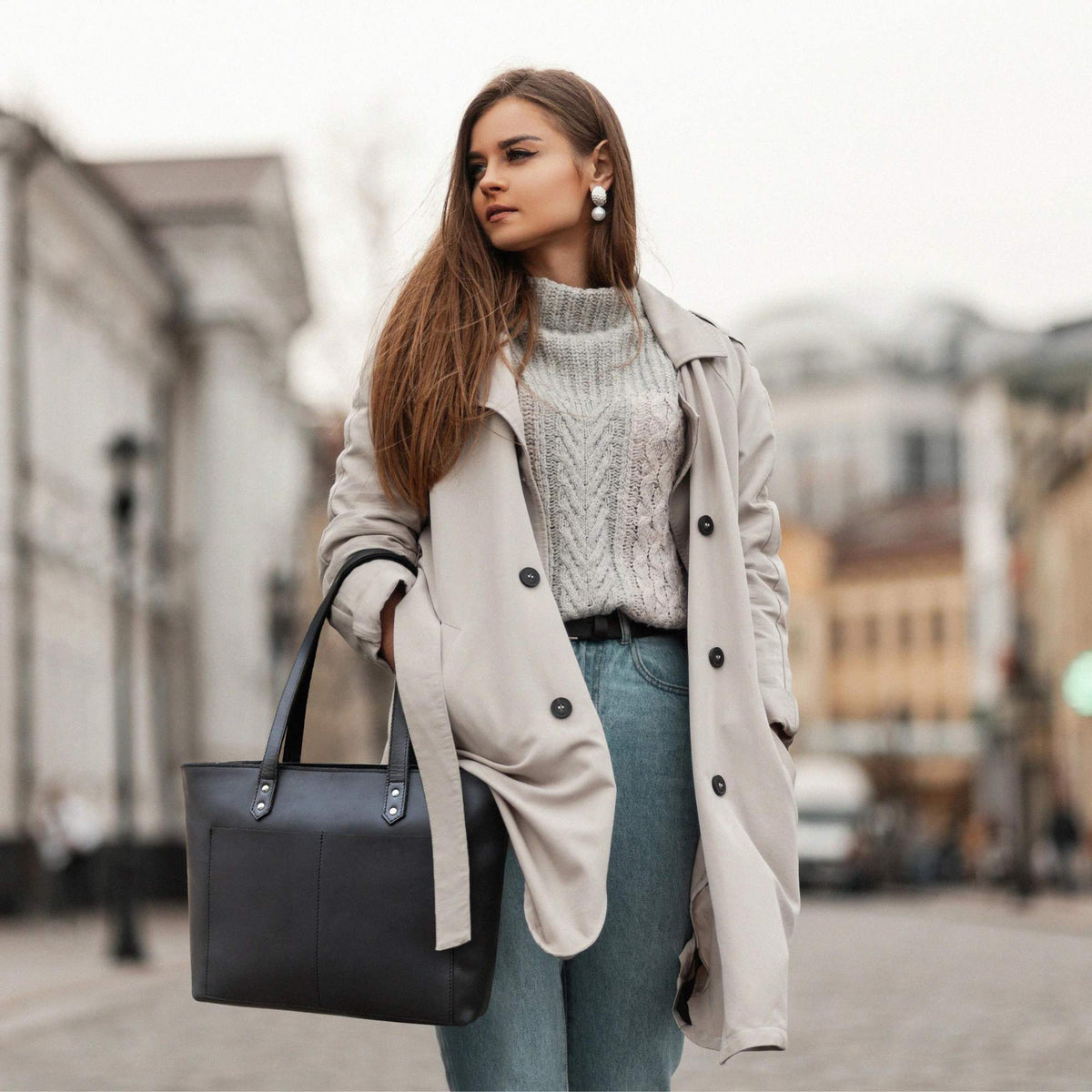 Classic Brown Leather Tote Bag