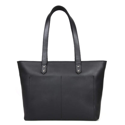 Classic Black Leather Tote Bag