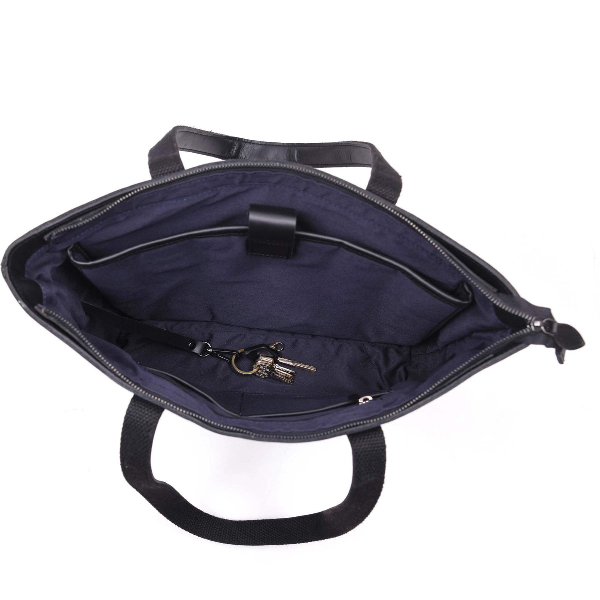 Classic Black Leather Tote Bag