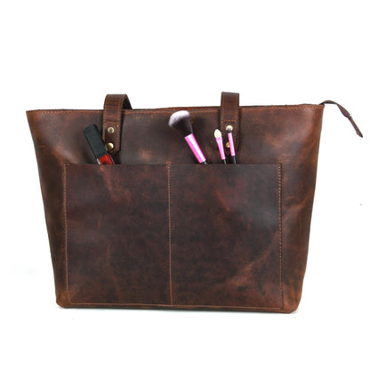 Classic Brown Leather Tote Bag
