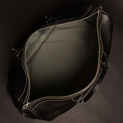 The Shield Duffle- Black Full-Grain Leather Duffle Bag Made in Canada