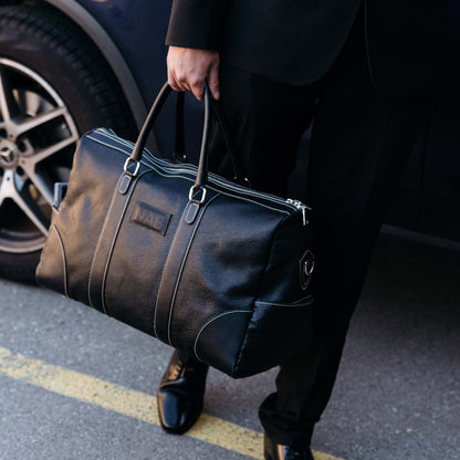 The Shield Duffle- Cognac Full-Grain Leather Duffle Bag Made in Canada