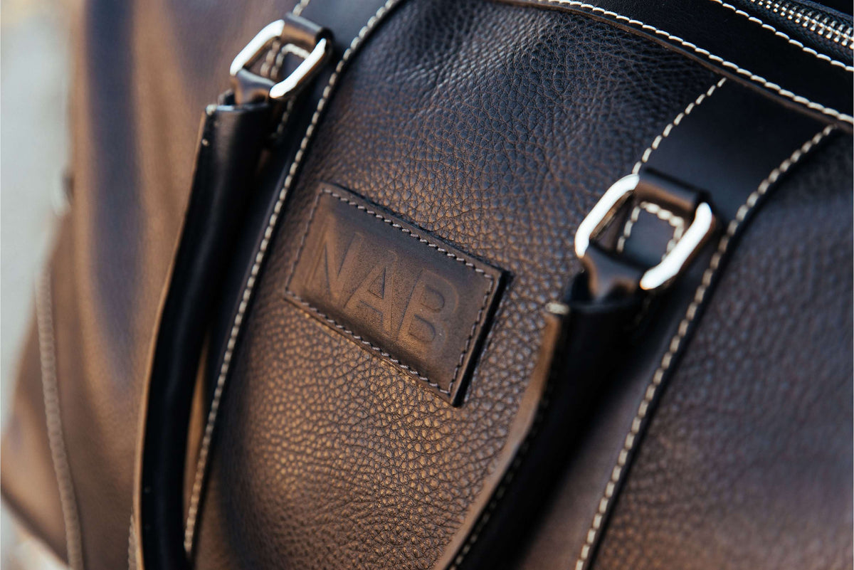 The Shield Duffle- Black Full-Grain Leather Duffle Bag Made in Canada