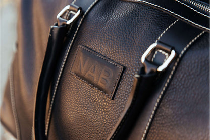 The Shield Duffle- Black Full-Grain Leather Duffle Bag Made in Canada