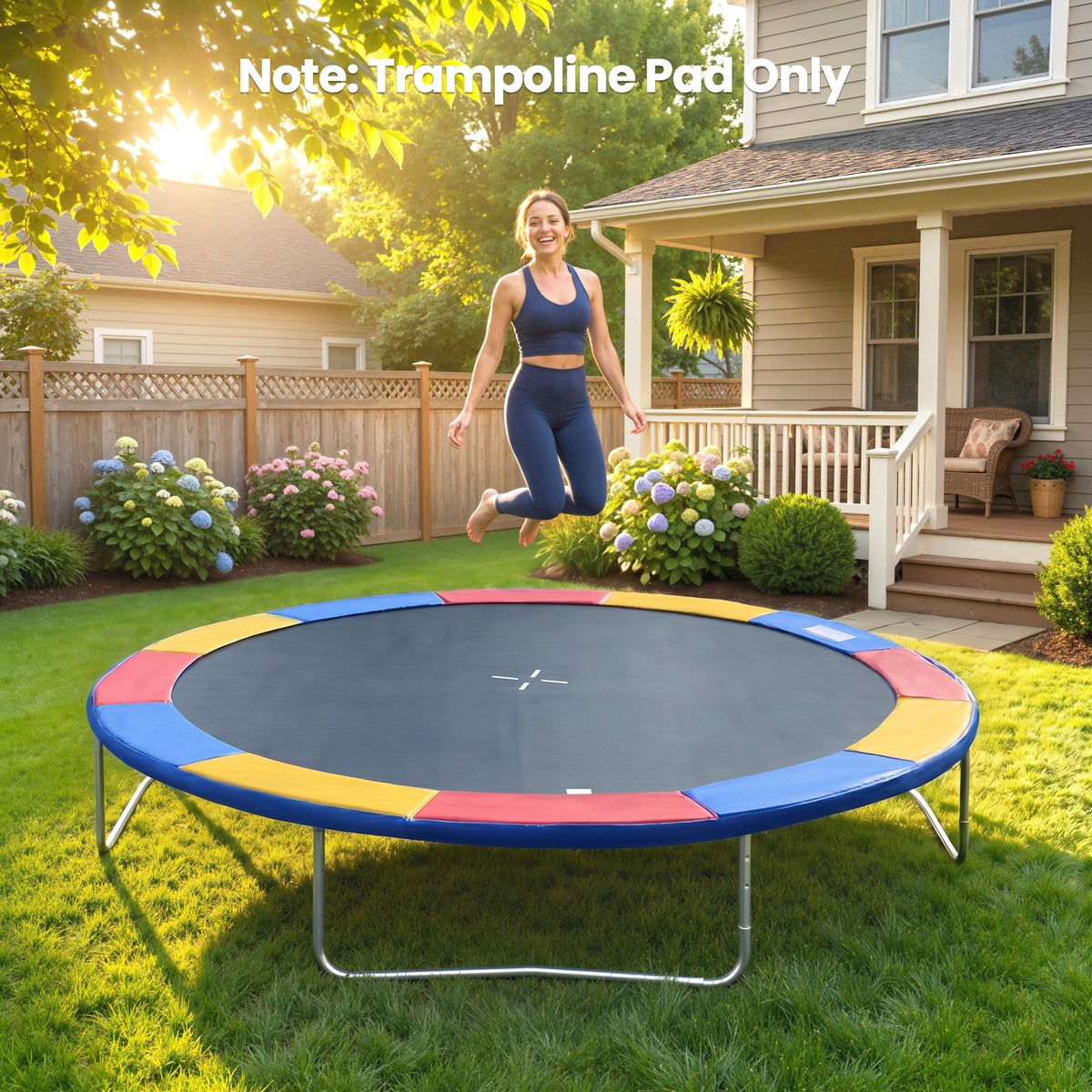 Trampoline Pad, 14FT Replacement Trampoline Safety Pad Mat Spring Cover, Water-Resistant, UV-Resistant, Tear-Resistant, No Holes for Pole, Blue