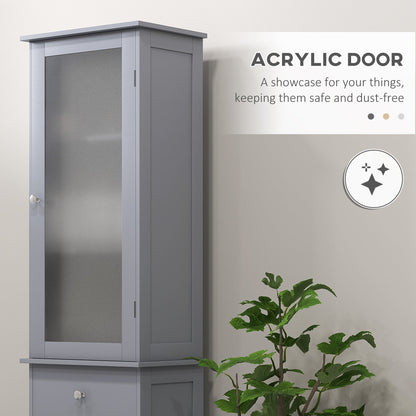 Tall Bathroom Cabinet, Bathroom Storage Cabinet with Drawers, 2 Doors and Adjustable Shelves, White