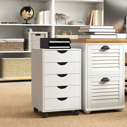 File Cabinet with 5 Drawer Wheels, 15.7" x 15.7" x 26.4", Black