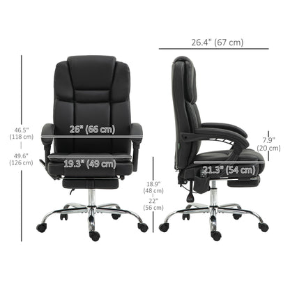 Massage Office Chair, Reclining Executive Office Chair with 6-Point Vibration, Footrest and High Back, Black