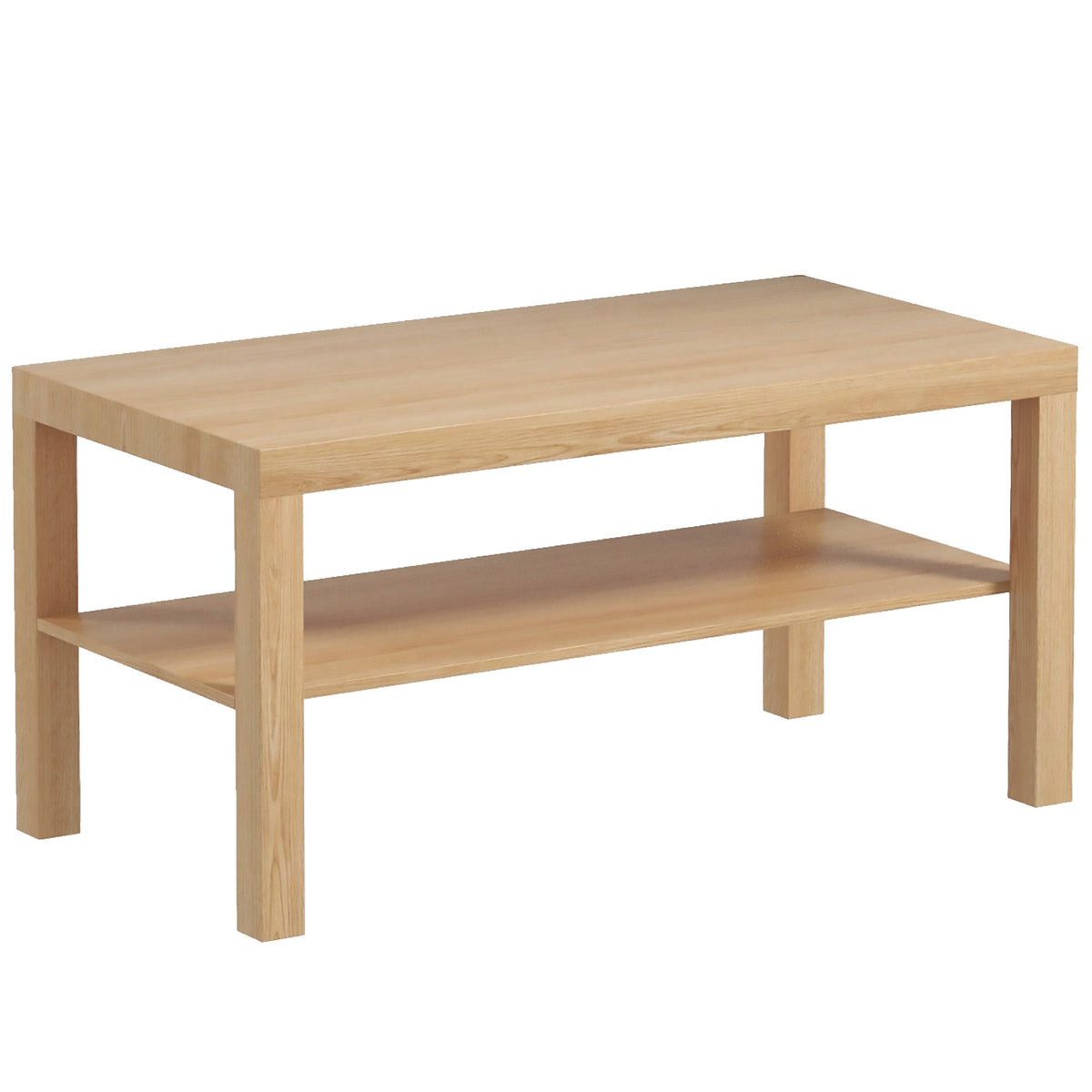2 Tier Coffee Table with Storage Shelf, Rectangular Center Table for Living Room, Home Office Furniture Walnut
