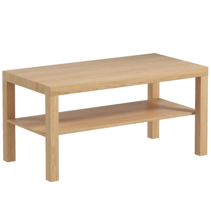 2 Tier Coffee Table with Storage Shelf, Rectangular Center Table for Living Room, Home Office Furniture Walnut