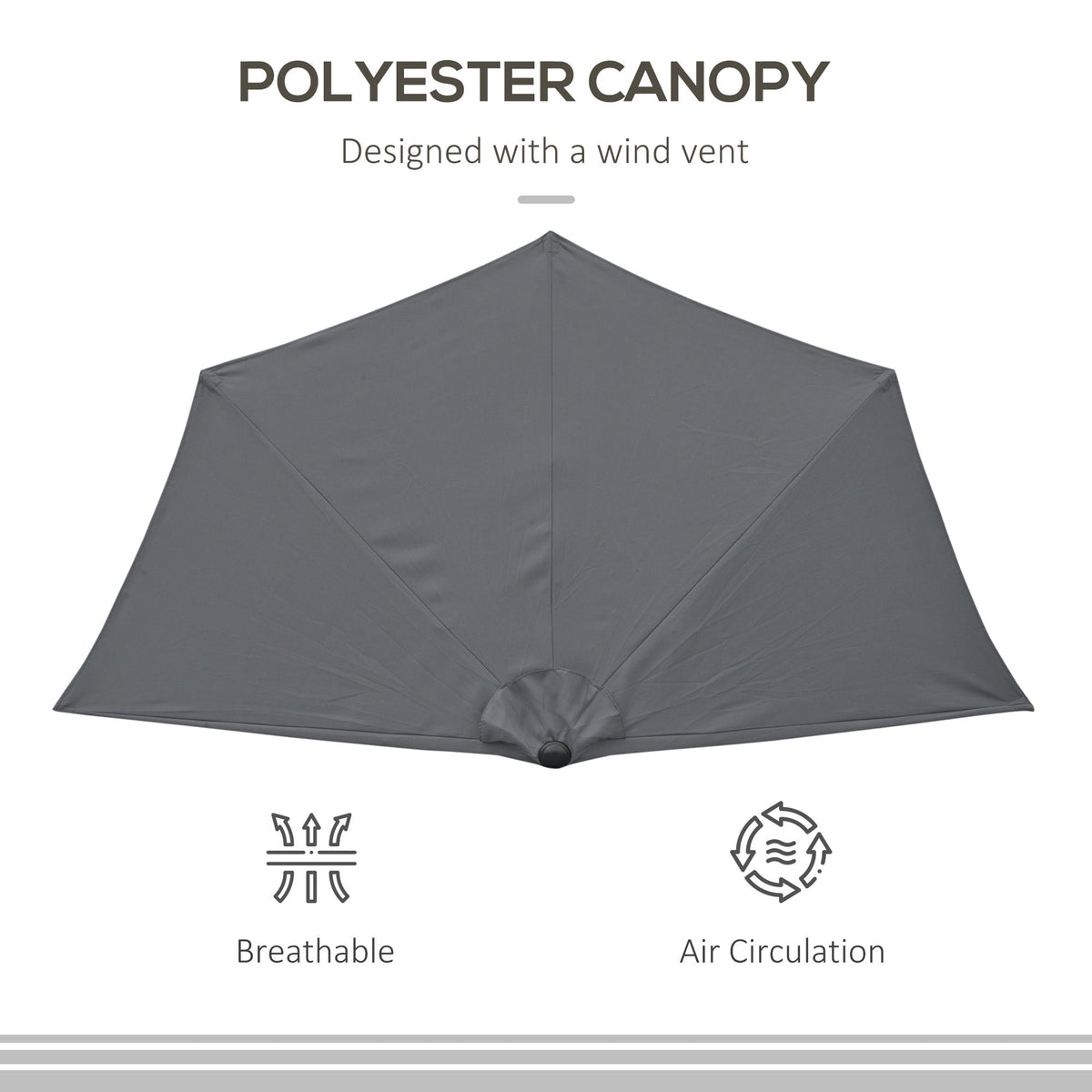 9.8ft Half Umbrella Semi Round Patio Parasol with Crank Handle, Top Vent for Garden, Balcony- NO BASE INCLUDED, Green