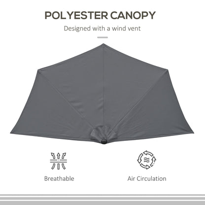 9.8ft Half Umbrella Semi Round Patio Parasol with Crank Handle, Top Vent for Garden, Balcony- NO BASE INCLUDED, Green