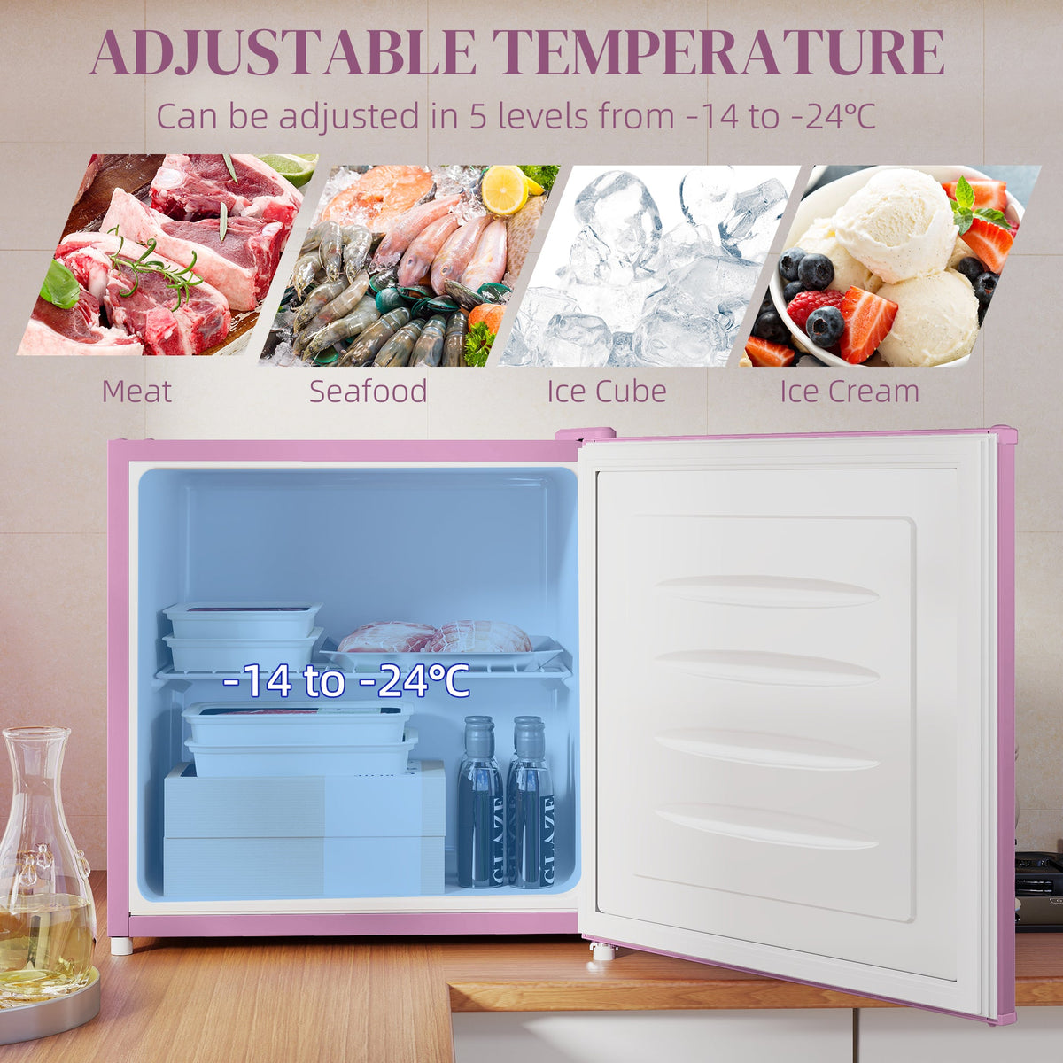 1.1 Cu. Ft. Mini Freezer, Compact Upright Freezer with Reversible Door, Removable Shelf, Adjustable Temperature, Black