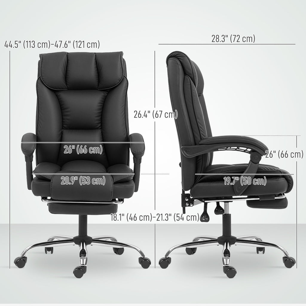 Alexis Executive Ergonomic Office Chair with Pet-Friendly Leather, Footrest and Swivel Recliner-Black