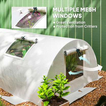Portable Mini Greenhouse, Tunnel Growing Tent with 5 Mesh Windows and Steel Frame, 7' x 3' x 2', Green