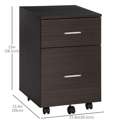 Mobile Filing Cabinet, Vertical File Cabinet with 2 Drawers, Wheels, for Letter or A4 File, Natural