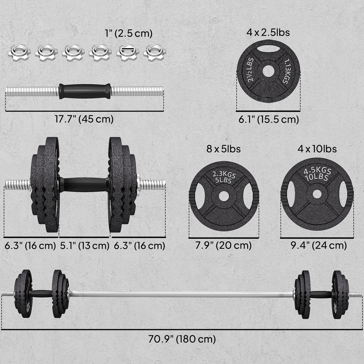 Adjustable Dumbbell Set, 2 in 1 Weights Dumbbells Set for Home Gym, 112lb Free Weights with Non-Slip Grip