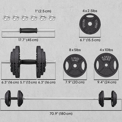 Adjustable Dumbbell Set, 2 in 1 Weights Dumbbells Set for Home Gym, 112lb Free Weights with Non-Slip Grip