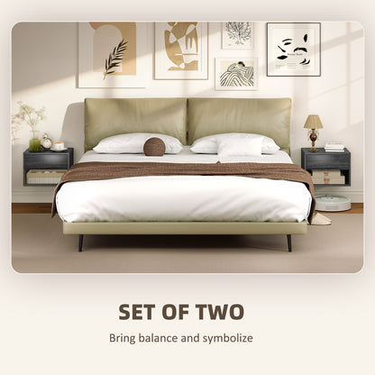 Floating Nightstand Set of 2, Wall Mounted Bedside Table with Drawer for Bedroom Black