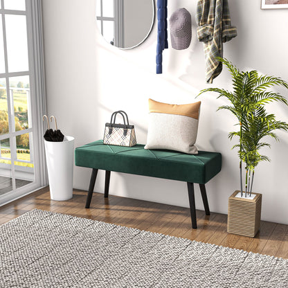 39 Inches Upholstered Bedroom Bench, Modern End of Bed Bench with Steel Legs, Cream White
