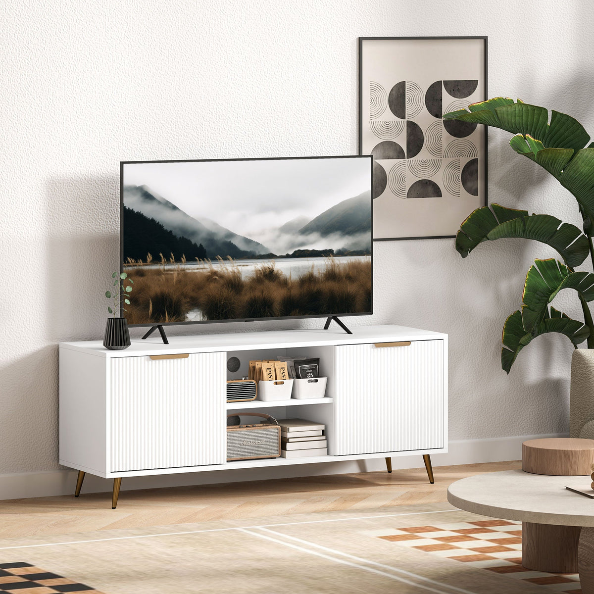 Collins Modern TV Stand for up to 55 Inch TVs-White