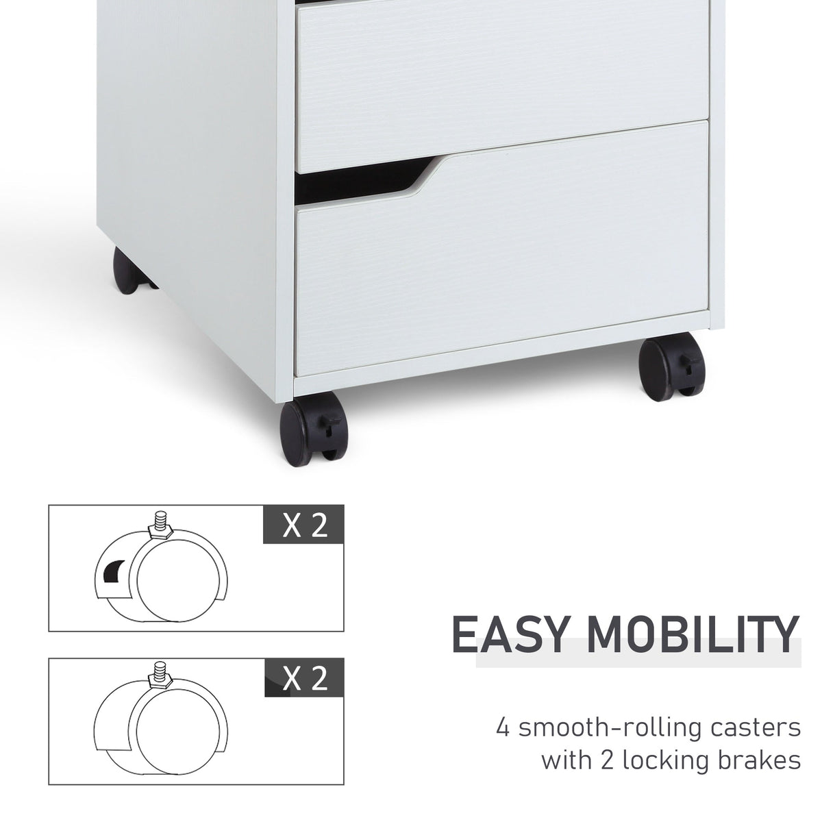 3 Drawer File Cabinet, Mobile Vertical Filing Cabinet with Wheels, Printer Stand with Storage for Home Office, Oak