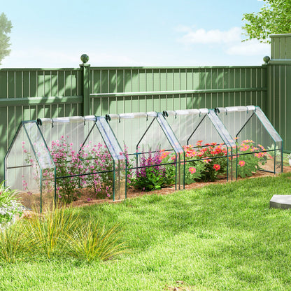 Portable Mini Greenhouse Tunnel Growing Tent Plants Flower Warm House w/ Zippered Roll-up Doors, Clear