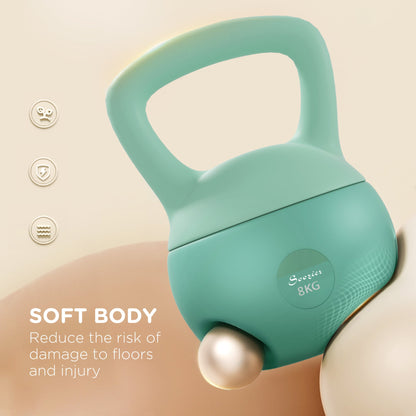 18 lb Soft Kettlebell, Sand Filled Weight w/ Grip Handle, Kettlebell Weight for Full Body Workout, Green