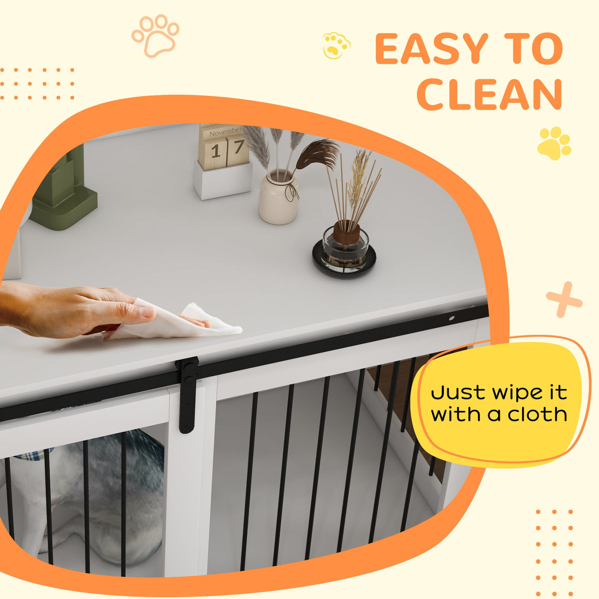 39" Dog Crate Furniture, Dog Crate End Side Table for Large Dogs, White