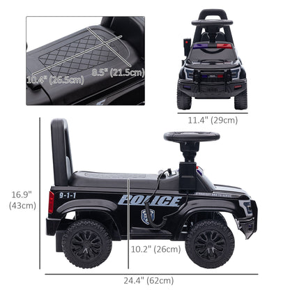 Kids Ride On Sliding Car with Hidden Under Seat Storage, Foot-to-Floor Design, Black