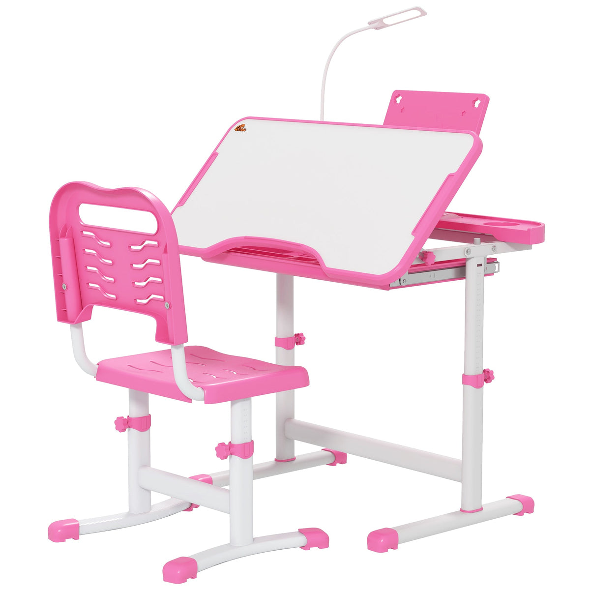 Kids Desk and Chair Set Height Adjustable Student Writing Desk Children School Study Table with Tilt Desktop, Blue