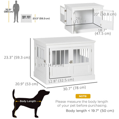 31" Dog Crate Furniture End Table with Three Doors for Small Dogs, Coffee