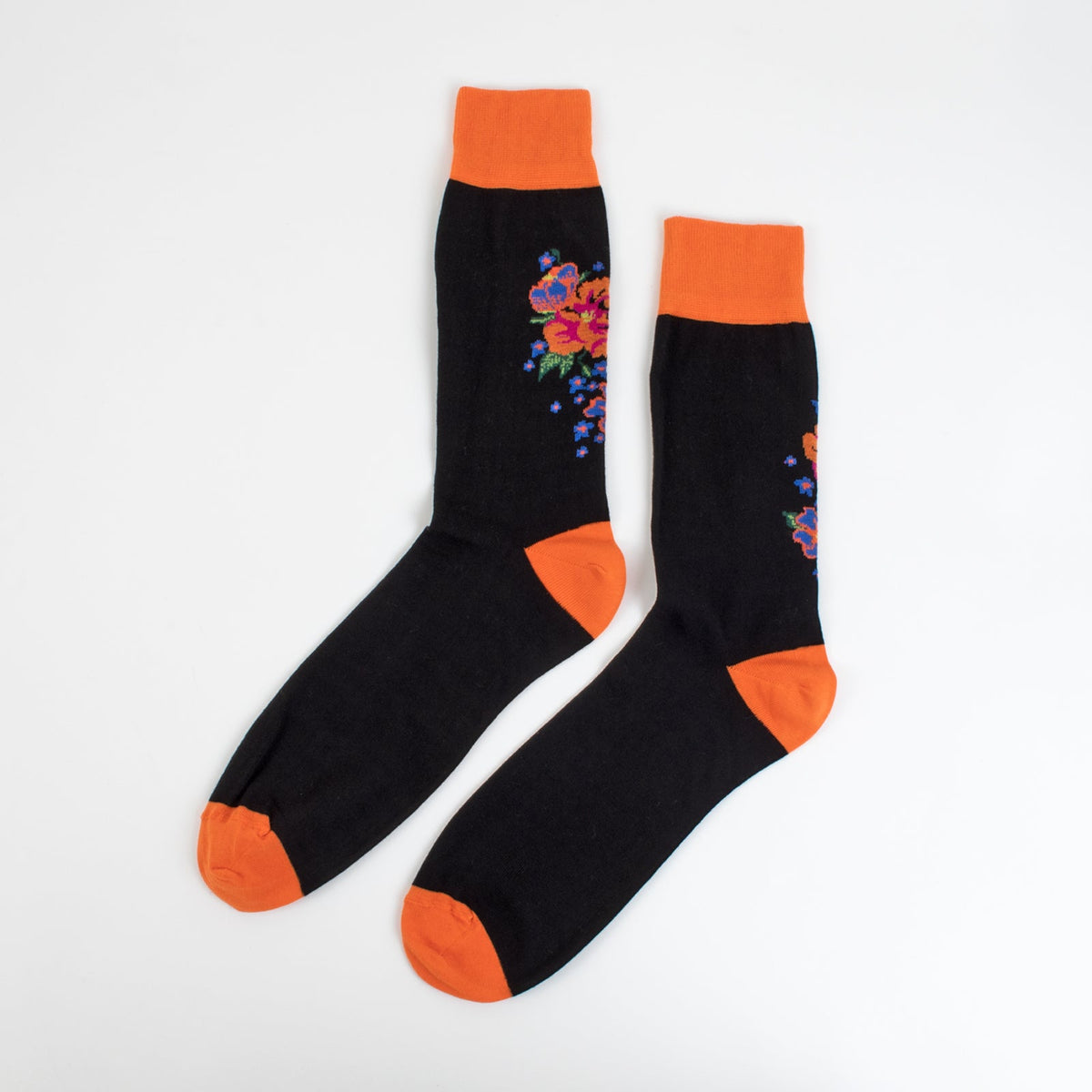 Orange and Black Flower Print