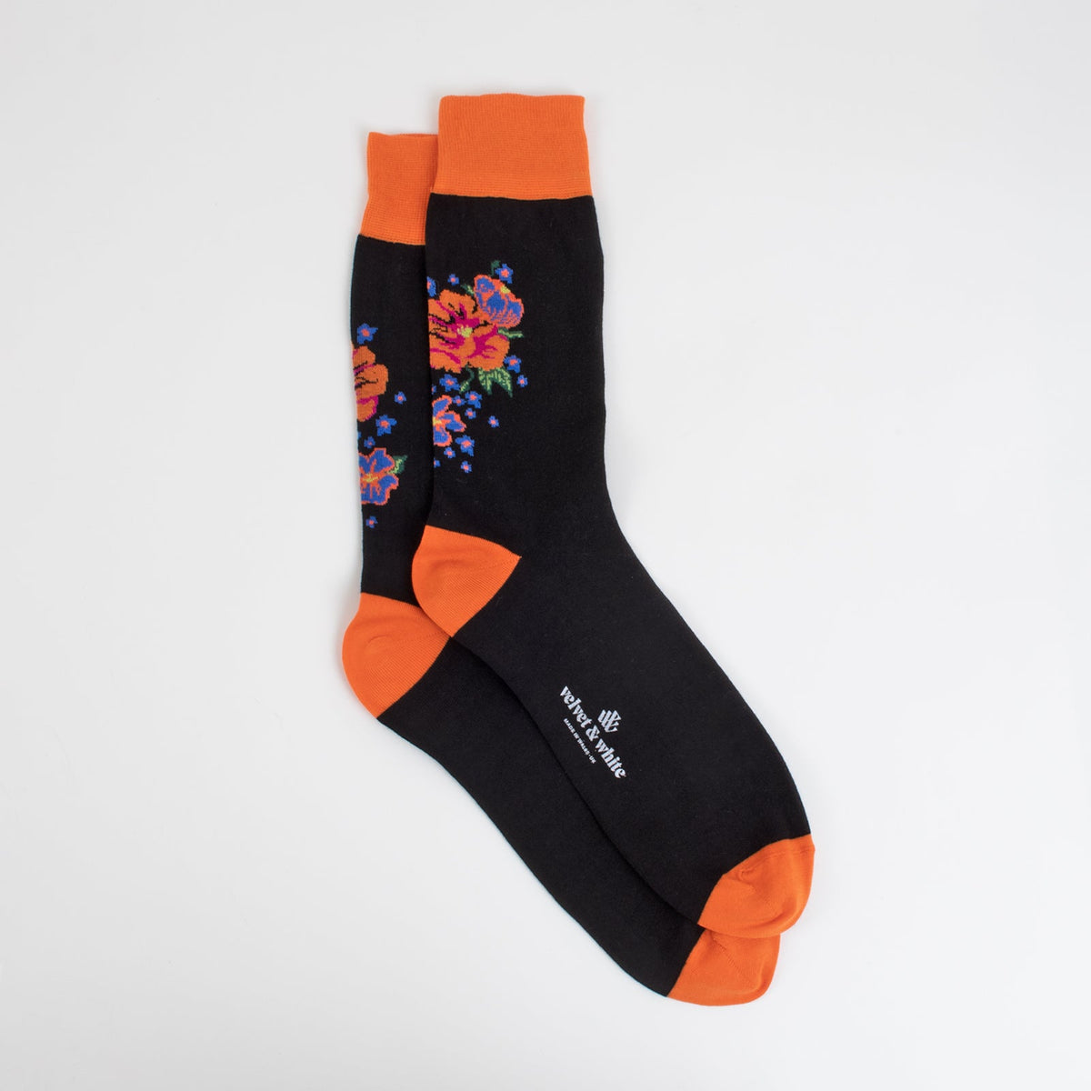 Orange and Black Flower Print