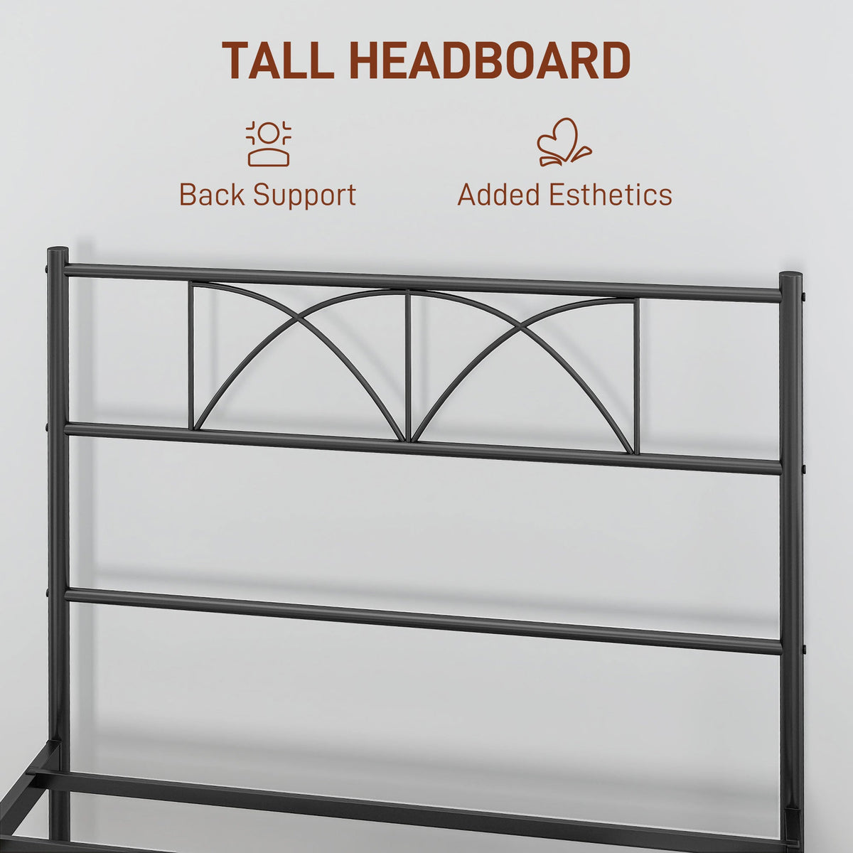 Metal Full Platform Bed Frame with Headboard, Steel Slat Support, Underbed Storage, No Box Spring Needed, Easy Assembly