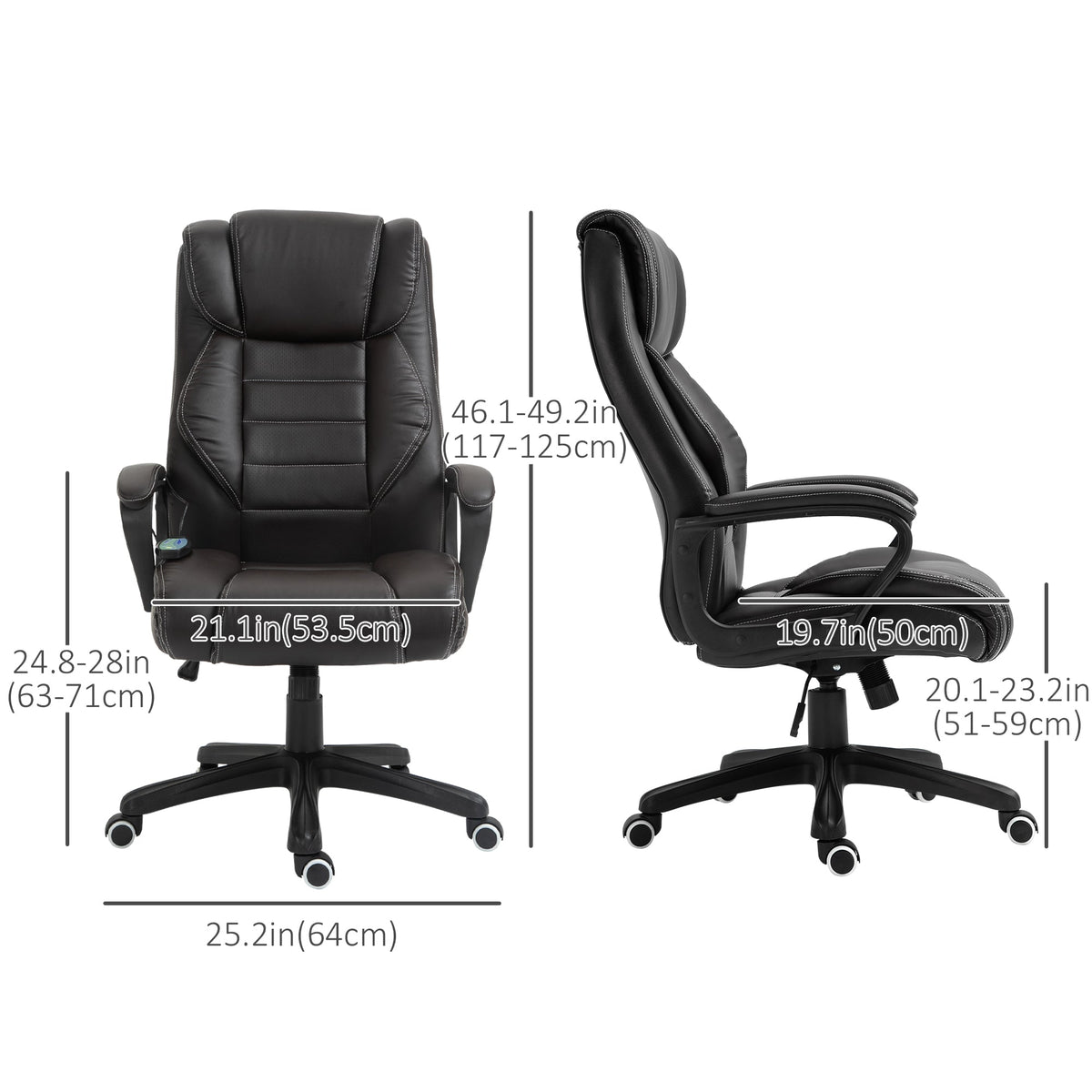 Massage Office Chair, High Back Executive Office Chair with 6-Point Vibration, Timer, Adjustable Height, Swivel Seat and Rocking Function, Black