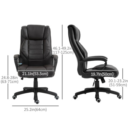 Massage Office Chair, High Back Executive Office Chair with 6-Point Vibration, Timer, Adjustable Height, Swivel Seat and Rocking Function, Black