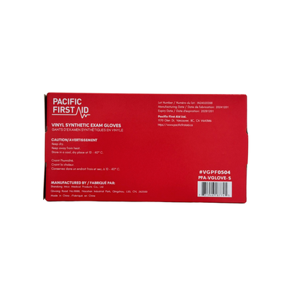 Pacific First Aid Vinyl Synthetic Exam Gloves