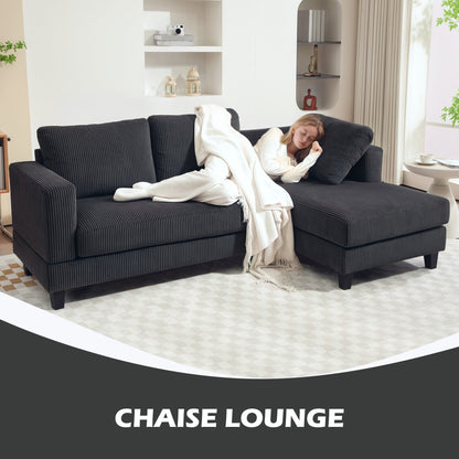 L Shaped Couch, L Shape Sofa with Chaise Lounge and Spring Cushion for Living Room, Bedroom, Beige