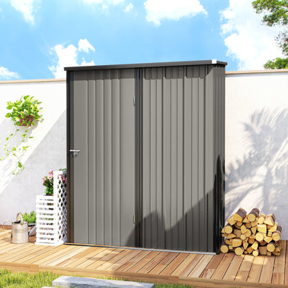 5' x 3' Outdoor Storage Shed, Steel Garden Shed with Single Lockable Door, Tool Storage Shed for Backyard, Black