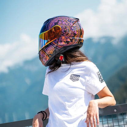 Voss 580 Conquest Gloss Neon Mandala Motorcycle Helmet
